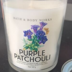 Bath & Body Works Purple Patchouli Candle with Floral Design